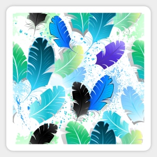 Seamless Pattern with Blue Feathers Sticker